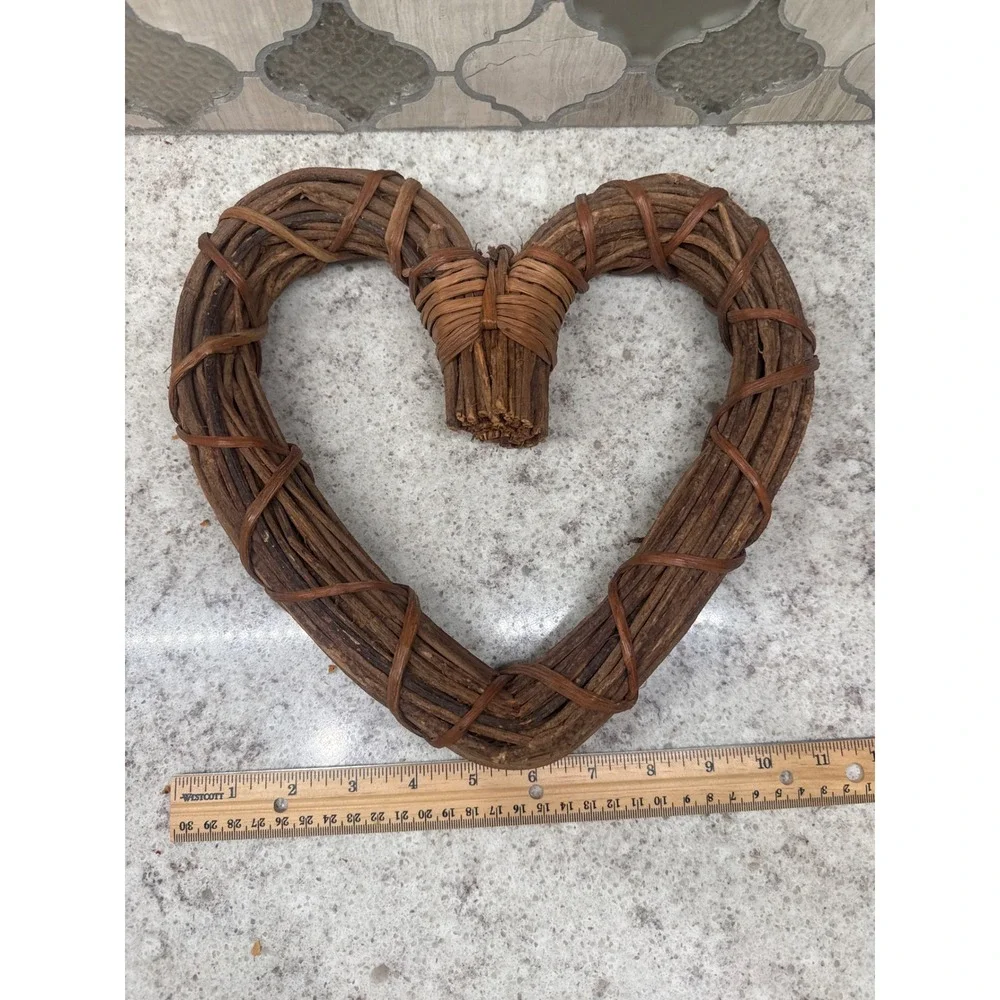 Rustic Natural Grapevine Heart Wreath Farmhouse Wall Decor Brown Twig 11 Inch